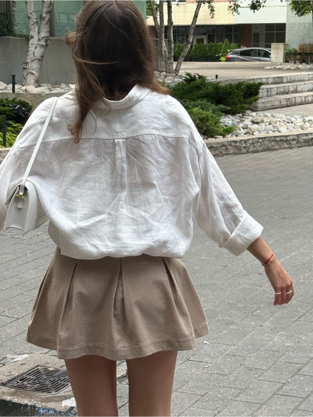 Pleated Mini Skirt in Taupe
